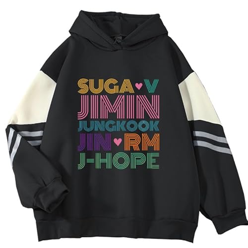 Name Print Hoodie K-Pop Support Merch Winter Warm Dickes Sweatshirt für Army-Fans Black 1-XL von BANB