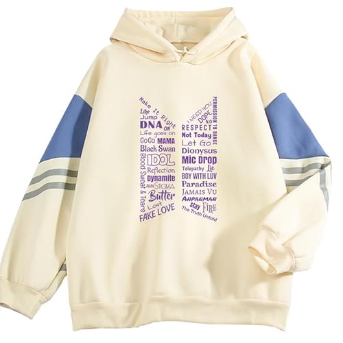 BANB Name Print Hoodie K-Pop Support Merch Winter Warm Dickes Sweatshirt für Army-Fans beige 6-M von BANB