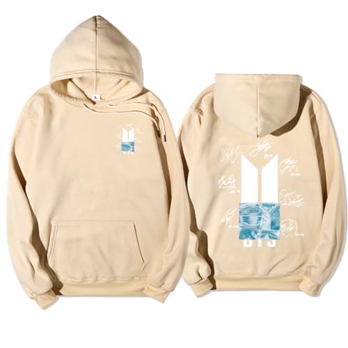 Suga Jimin Jungkook V Jin RM Signature Print Hoodie K-pop Support Merch Sweatshirt for Fans Khaki-M von BANB