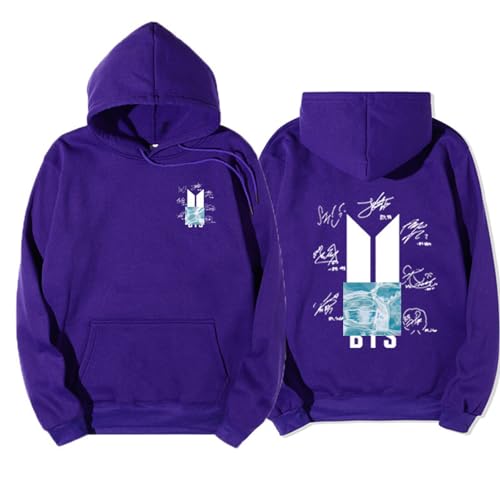 Suga Jimin Jungkook V Jin RM Signature Print Hoodie K-pop Support Merch Sweatshirt for Fans purple-4XL von BANB