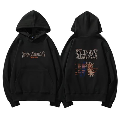 Suga Agust D Tour Merch Hoodie D-Day Pullover Baumwoll lose Sweatshirt für süße Fans Black Thick-XL von BANB