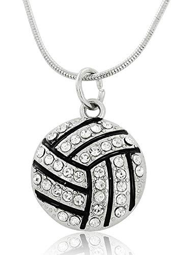 BANCHELLE Halskette mit Anhänger für Damen und Mädchen, weißer Diamant, Volleyball-Anhänger, Halskette, Strumpffüller, Metall BANCHELLE Halskette mit Anhänger für Damen und Mädchen, weißer Diamant, Volleyball-Anhänger, Halskette, Strumpffüller, Metall von BANCHELLE