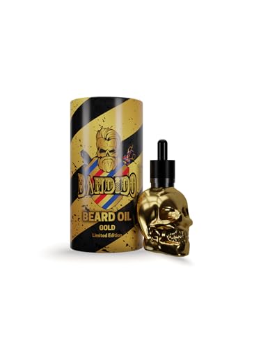 Bandido Bart Öl für die tägliche Bartpflege von 3-Tage-Bart oder Vollbart | Beard Oil als Geschenk für Männer | 40ml mit Pipette Spender | Totenkopf Design | Barber-shop Bart-Serum | (Gold) von BANDIDO