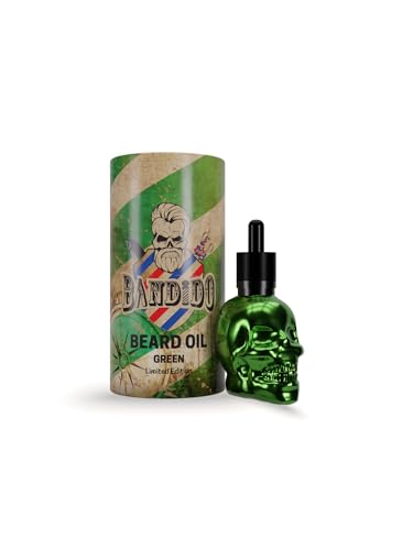 Bandido Bart Öl für die tägliche Bartpflege von 3-Tage-Bart oder Vollbart | Beard Oil als Geschenk für Männer | 40ml mit Pipette Spender | Totenkopf Design | Barber-shop Bart-Serum | (Green) von BANDIDO