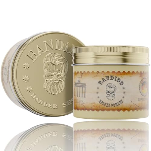 Bandido Deluxe Pomade Herren 125ml - Haarwachs Männer mit starker Halt | Haarstyling Hair Wax Men | Wasserbasiert - Schöner Duft | Barbershop Haarpomade | Shine - Wet look Designs Bandido Deluxe Pomade Herren 125ml - Haarwachs Männer mit starker Halt | Haarstyling Hair Wax Men | Wasserbasiert - Schöner Duft | Barbershop Haarpomade | Shine - Wet look Designs von BANDIDO