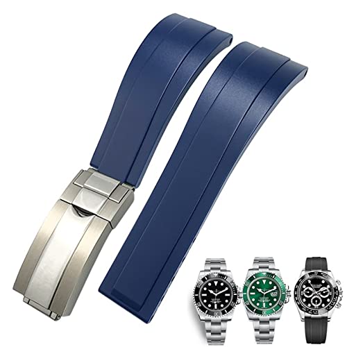 BANDKIT 20 mm 21 mm Gummi-Armband für Rolex Daytona Submariner GMT Yacht-Master OYSTERFLEX Silikonband Faltschließe Armbänder, 21 mm, Kunststoff, Achat von BANDKIT