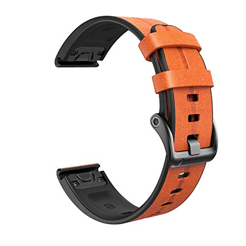 BANDKIT 22 x 26 mm Schnellverschluss-Leder-Uhrenarmband für Garmin Fenix 7 7X 5X 5 Plus 6 6X Pro 3HR 935 945 Mk2 Armbänder Smart Wristband Correa, 26mm Fenix 6X 6XPro, Achat von BANDKIT