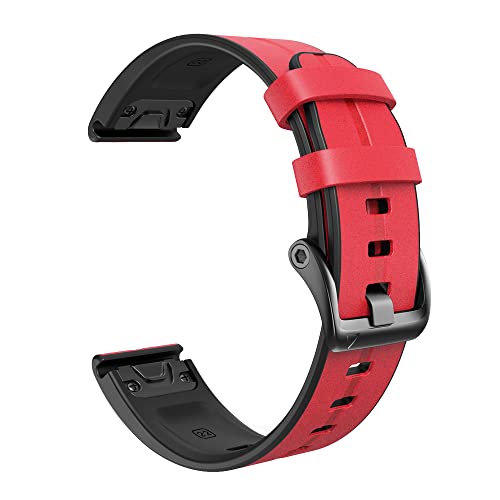 BANDKIT 22 x 26 mm Silikon-Armband QuickFit-Armbänder für Garmin Fenix 7X 7 6 6X Pro 5X 5 D2/Tactix 7 Leder-Smartwatch-Armbänder, 26mm Fenix 6X 6XPro, Achat von BANDKIT