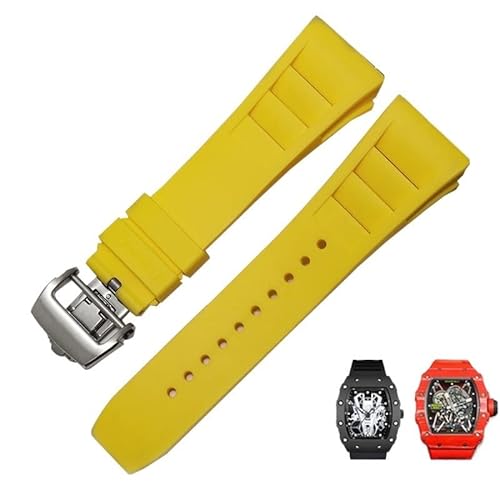 BANDKIT Gummi-Silikon-Uhrenarmband für Richard Mille RM011-Serie, Silikonband, Zubehör, Herren-Uhrenarmband, 25–20 mm, 25mm Gold Buckle, Achat von BANDKIT