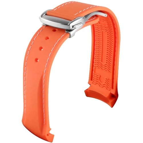 BANDKIT Gummi-Uhrenarmband für Omega Seamaster Uhrenarmbänder mit Faltschnalle, 20 mm / 22 mm, gebogenes Ende, Silikon-Armbänder, 22 mm, Achat von BANDKIT