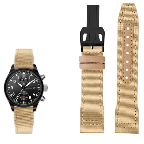 BANDKIT Nylon-Lederarmband, 20 mm, 21 mm, 22 mm, passend für IWC Le Petit Prince Big Pilot Top Gun IW3777, schwarzes Sport-Leinenarmband, 21 mm, Achat von BANDKIT