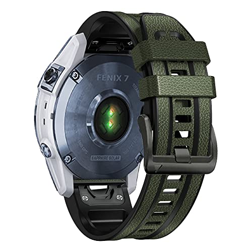 BANDKIT Quickfit-Lederarmband für Garmin Fenix 7X 6X 5X 22 mm, Silikon-Easyfit-Armband für Fenix 7 6 5 955 Epix Watch, 26mm Fenix 5X Plus, Achat von BANDKIT