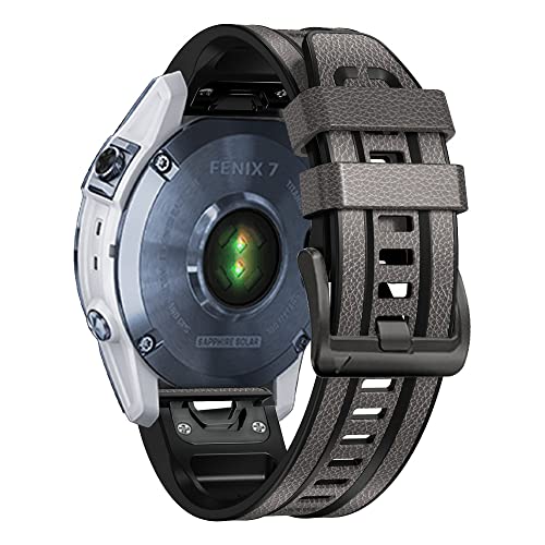 BANDKIT Quickfit-Lederarmband für Garmin Fenix 7X 6X 5X 22 mm, Silikon-Easyfit-Armband für Fenix 7 6 5 955 Epix Watch, Forer 935 945 955, Achat von BANDKIT