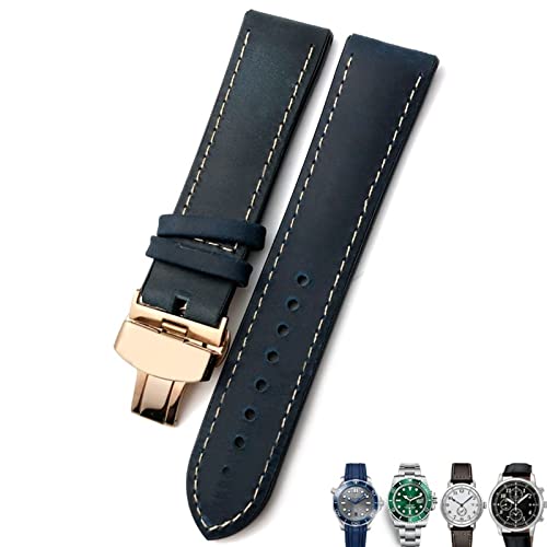 BANDKIT Uhrenarmband aus Leder, 20 mm, 21 mm, 22 mm, für Rolex für Omega Seamaster 300, Hamilton, Seiko, IWC, Tissot-Armband, Schwarz / Braun, 20 mm, Achat von BANDKIT
