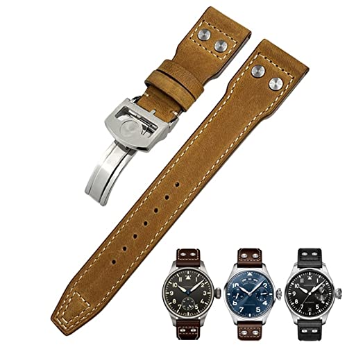 BANDKIT Uhrenarmband aus echtem Leder, 20 mm, für IWC Big Pilot Watch Mark 18 Spitfire Top Gun, Hamilton Rindsleder, weiches Uhrenarmband, Without Buckle, Achat von BANDKIT