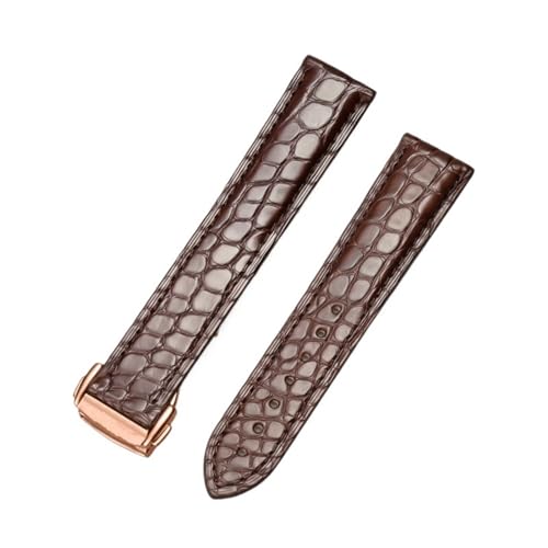 BANDKIT Uhrenarmband aus echtem Leder, Krokodilschnalle für Omega-Watch, 18 mm bis 22 mm, Krokodillederarmband für Damen und Herren (Braun-Roségold, 20 mm) von BANDKIT