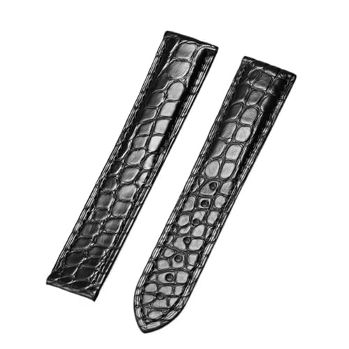 BANDKIT Uhrenarmband aus echtem Leder, Krokodilschnalle für Omega-Watch, 18 mm bis 22 mm, Krokodillederarmband für Damen und Herren (Schwarz - ohne Schnalle, 20 mm) von BANDKIT