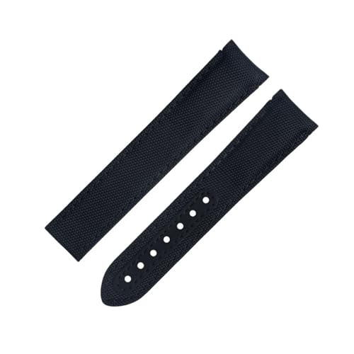 BANDKIT Uhrenarmband für Omega Strap AT150 Seamaster 300 Planet Ocean De Ville Speedmaster Gebogenes Ende, 20 mm, schwarze Linie, hochdichtes Nylon-Rindsleder, 20 mm, Achat von BANDKIT