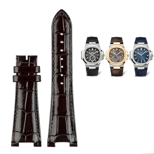 BANDKIT Uhrenarmband für Patek Philippe 5711 5712g Nautilus Uhrenarmband aus echtem Leder, spezielle Schnittstelle, 25 mm x 13 mm, Herren-Uhrenarmbänder, 25 mm, Achat von BANDKIT