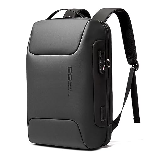 BANGE Anti-Diebstahl-Rucksack mit USB-Ladeanschluss, leichter Business-Rucksack für Damen und Herren, Grau (Upgrade), Medium, Laptop von BANGE