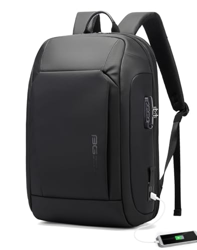 BANGE Business-Laptop-Rucksack für Laptops mit einer Größe von 39,6 cm (15,6 Zoll), Handgepäcktasche für Damen und Herren, Schwarz, Large, Wasserdichter Laptop-Rucksack von BANGE