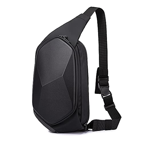 BANGE Crossbady Umhängetasche, wasserdicht, sicher, schützt Shell, Rucksack, Radfahren, Wandern, Reisen, Schultertasche (schwarz, groß), Schwarz Größe L, Large von BANGE