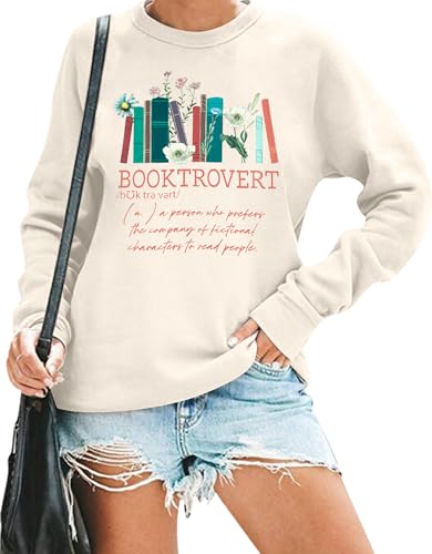 BENGELY Buch-Sweatshirt für Damen, lustig, für Buchliebhaber, Grafik-Shirt, zum Lesen, Bücherwurm, Pullover, Kapuzenpullover, Blumenmuster, lässig, langärmelig, aprikose, XXL BENGELY Buch-Sweatshirt für Damen, lustig, für Buchliebhaber, Grafik-Shirt, zum Lesen, Bücherwurm, Pullover, Kapuzenpullover, Blumenmuster, lässig, langärmelig, aprikose, XXL von BANGELY