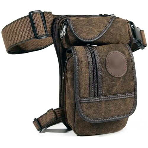 Beintasche Motorrad,Beintasche Männer Canvas Drop Bein Tasche Motorrad Multifunktionale Messenger Schulter Tasche Gürtel Hüfte Wiege Gürtel(Coffee) von BANGHA