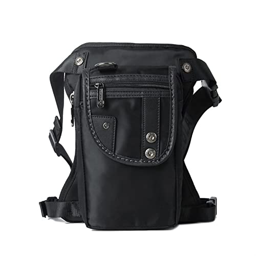 Beintasche Motorrad,Beintasche Modische Retro-wasserdichte Canvas-Hüfttasche, Beintasche, lässige Herren-Hüfttasche, Hüfttasche im Kofferraum-Stil, Oberschenkeltasche, Hüfttasche(Nylon Black) von BANGHA