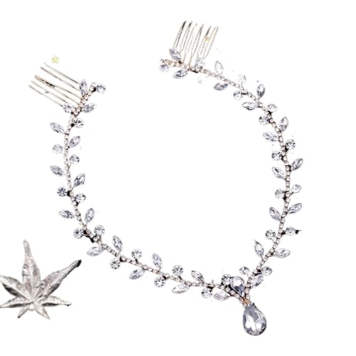 Kopfkette,Kopfschmuck,Kopfkette Gold Hochzeit Stirn Stirnband Strass Frauen Kopfschmuck Braut Tiara Haar Zubehör Braut Kopf Stück Mit Kämmen HP466(HP465-G) von BANGHA