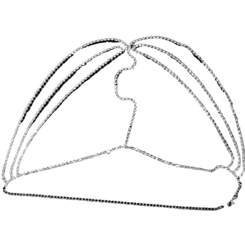 Kopfkette,Kopfschmuck,Kopfkette Gold Mode Layered Kopf Ketten Abdeckung Gesicht Schmuck Frauen Halloween Dance Party Bling Kristall Schleier Gesicht Kette Karneval Geschenk(Silver Face Chian) von BANGHA