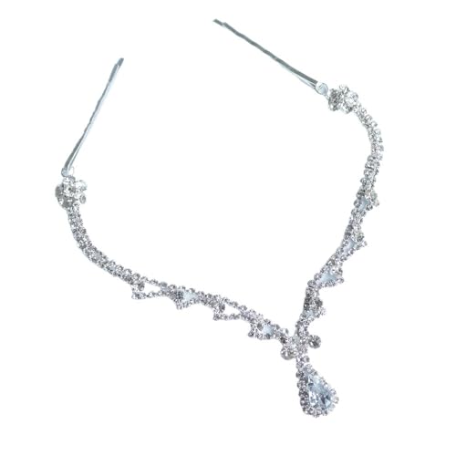 Kopfkette,Kopfschmuck,Kopfkette Gold Personalisierte Mode Kristall Kopf Kette Haar Schmuck Exquisite Glänzende Hochzeit Party Strass Kopf Kette Haar Schmuck(SILVER PLATED) von BANGHA