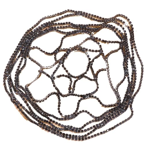 Kopfkette,Kopfschmuck,Kopfkette Gold Vintage Kristall Strass Kappe Kopfstück Kristall Kopf Kette Mesh Kopfstück Stirnband for Frauen Prom(Black Gun Plated) von BANGHA