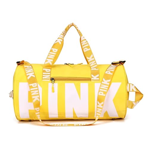 Sporttasche，Gym Bag Frauen Reisetasche Weibliche Fitness Training Duffle Bag für Reise Große Kapazität wasserdichte Fitnessstudio Sporttasche (Color : Yellow) von BANGHA