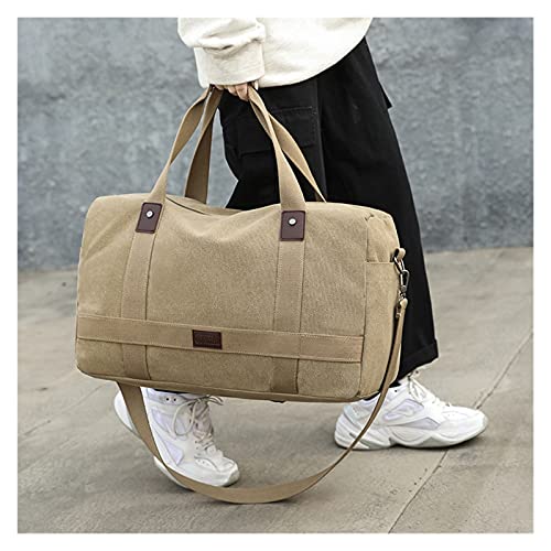 Sporttasche，Gym Bag Große Kapazität Leinwand Reisetasche Männer Handtaschen aus der Fitnessbeutel Kurze Reisetasche Sporttasche (Color : Khaki) von BANGHA