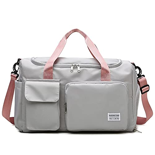 Sporttasche，Gym Bag Outdoor wasserdichte Nylon Sport Sporttaschen Männer Frauen Training Fitness Reise Handtasche Yoga Matte Sporttasche mit Schuhfach (Color : Gray) von BANGHA