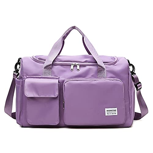 Sporttasche，Gym Bag Outdoor wasserdichte Nylon Sport Sporttaschen Männer Frauen Training Fitness Reise Handtasche Yoga Matte Sporttasche mit Schuhfach (Color : Purple) von BANGHA