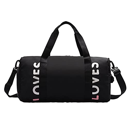 Sporttasche，Gym Bag Reisepaket draußen Kurze Schulter Messenger Gepäckbagtasche trocken nasse Sport Sport Fitness Tasche (Color : Black) von BANGHA