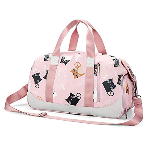 Sporttasche，Gym Bag Trockene nasse Fitness Bag Gym Training Taschen Nylon Schulter Reisetasche Männer Sporttasche Schwimmen Frauen Tasche (Color : Cat Pink) von BANGHA