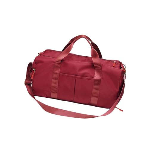 Sporttasche，Gym Bag wasserdichte Nylon Sport Sporttaschen Männer Frauen Training Fitness Reise Handtasche Sporttasche mit Schuhe Fach (Color : Red) von BANGHA