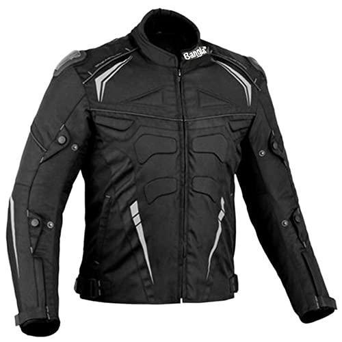 BANGLA Motorradjacke Herren mit Protektoren Biker Kurzjacke schwarz mit grau 4XL von BANGLA