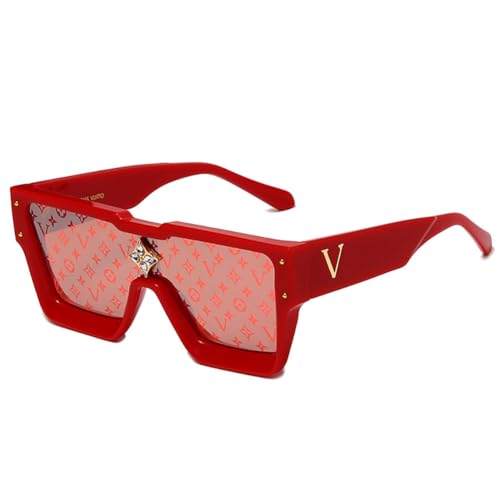 BANGN Sonnenbrille Damen/Herren, Retro Trendy Klassische Quadratische Brille,Vintage Sonnenbrille Rave Brille,UV-Schutz-Sonnenbrille für Draußen (F) von BANGN