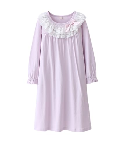 Mädchen Prinzessin Nachthemd, Weihnachten Baumwolle Spitze Nachtwäsche Nachthemd 2er Pack Pyjamas Sleeper Gown 3–15 Jahre (Pinke Frau,Lange Ärmel,13-15 Jahre) von BANGSAUR