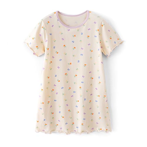Nachthemden Mädche, Schlafhemden aus Baumwolle, für Mädchen von 3–10 Jahren (Blumen,3-4 Jahre) von BANGSAUR