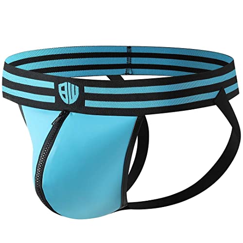 BANGWEAR Locker Jockstrap Mit Reißverschluss Männer Athletic Supporters Unterwäsche, Türkis/Ausflug, einfarbig (Getaway Solids), Large von BANGWEAR