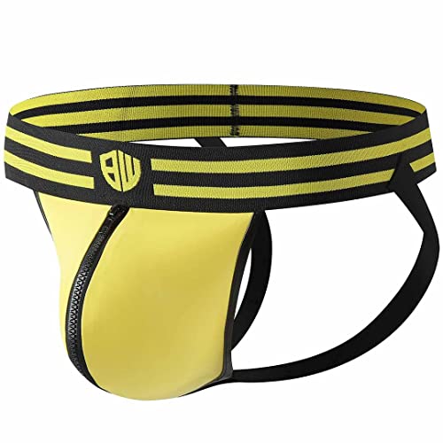 BANGWEAR Locker Jockstrap Mit Reißverschluss Männer Athletic Supporters Unterwäsche, gelb, Small von BANGWEAR