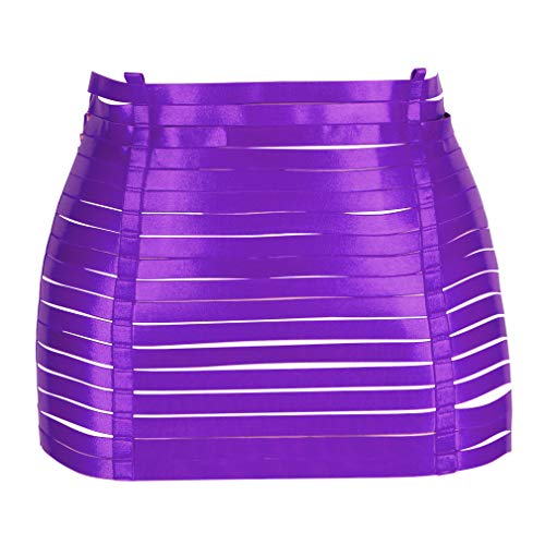 BANSSGOTH Damen Body Harness Strumpfband Gürtel Dessous Vollkäfig Beingürtel Punk Gothic Festival Rave Stretchy Stoff einstellbare Größe (Lila) von BANSSGOTH