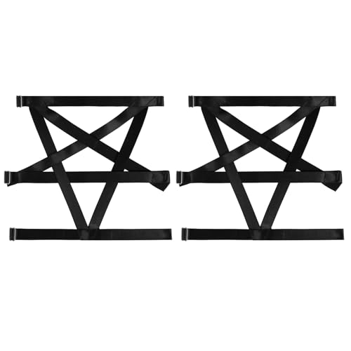 BANSSGOTH Frauen Pentagram Bein Ring Harness Strumpfband Oberschenkel Vollkäfig Strumpfhalter Hosenträger Punk Goth EDC Dance Rave Wear (Schwarz) von BANSSGOTH