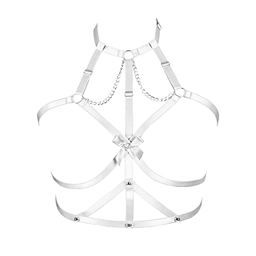 BANSSGOTH Frauen Plus Size Harness BH Gothic Punk Dessous Riemchen voller Käfig aushöhlen Gürtel Halloween Rave Kleidung (Weiß) von BANSSGOTH