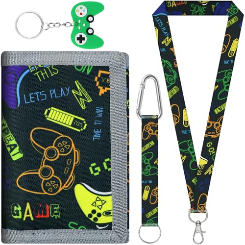 BANTI Geldbeutel Portmonee Kinder Portemonnaie Jungen Geldbörse mit Kette Clip Reißverschluss Faltbare Dreifache Geldtasche Kleingeld Münzbörse für Münztasche Kartenhalter Geschenke Spiel von BANTI